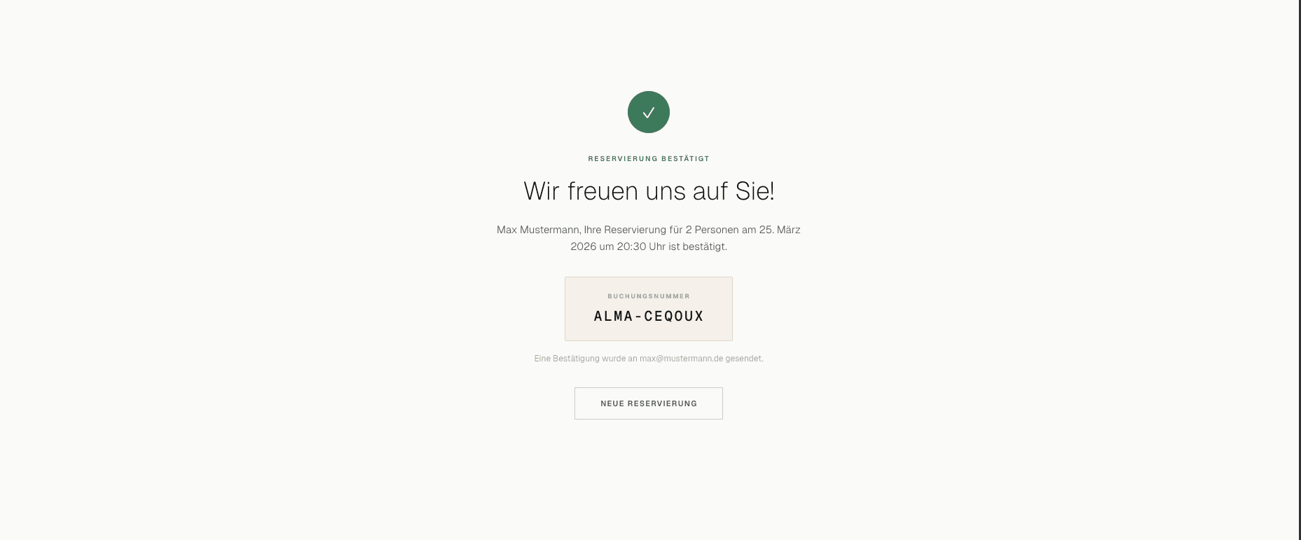 Reservierungsbestätigung